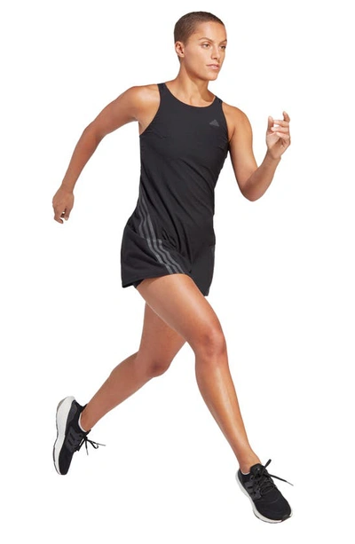 Shop Adidas Originals 3-stripes Recycled Polyester Running Dress In Black