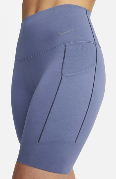 Shop Nike Dri-fit High Waist Bike Shorts In Diffused Blue/black