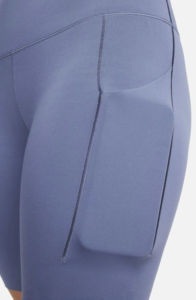 Shop Nike Dri-fit High Waist Bike Shorts In Diffused Blue/black