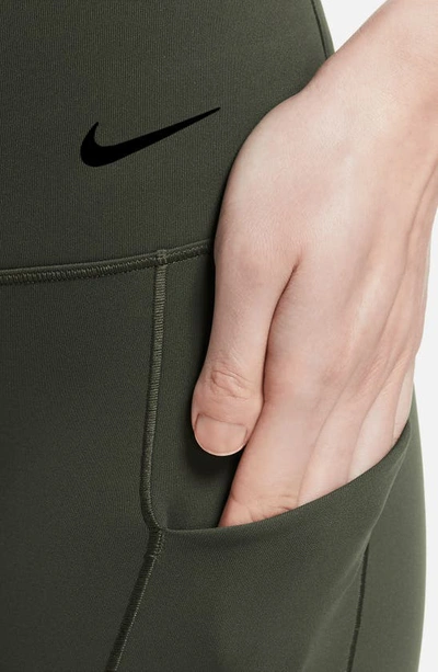 Shop Nike Dri-fit High Waist Bike Shorts In Cargo Khaki/ Black