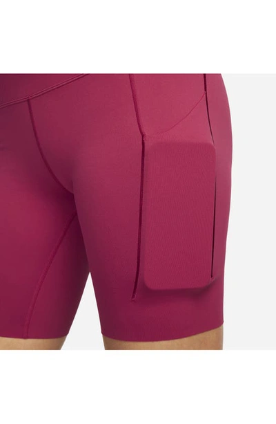 Shop Nike Dri-fit High Waist Bike Shorts In Noble Red/black