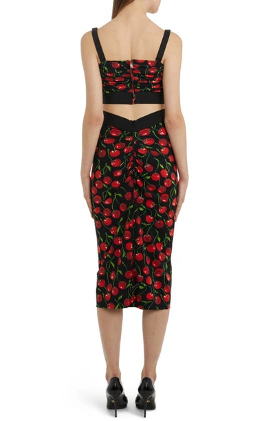 Shop Dolce & Gabbana Cherry Print Crop Top In Black Print