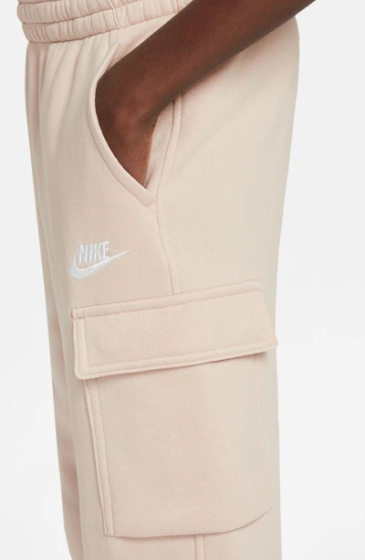 Shop Nike Kids' Sportswear Club Fleece Cargo Joggers In Sand Drift/ White