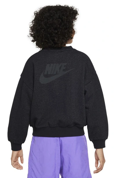 Shop Nike Kids' Icon Oversize Fleece Sweatshirt In Black/ Anthracite