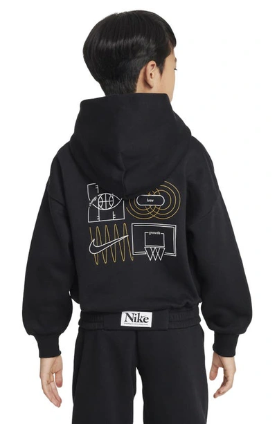 Shop Nike Kids' Basketball Hoodie In Black/ Bronzine