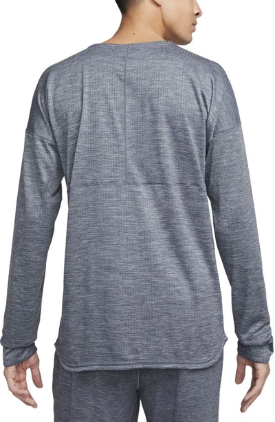 Shop Nike Dri-fit Long Sleeve Yoga Top In Cool Grey/ Heather/ Cool Grey