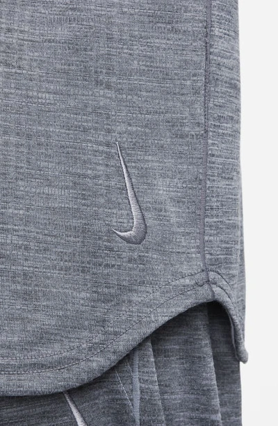 Shop Nike Dri-fit Long Sleeve Yoga Top In Cool Grey/ Heather/ Cool Grey
