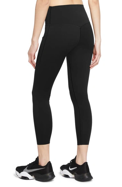 Shop Nike Universa Medium Support High Waist 7/8 Leggings In Black/ Black