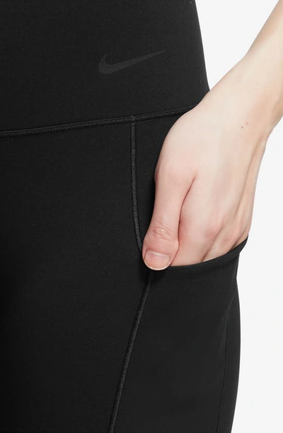 Shop Nike Universa Medium Support High Waist 7/8 Leggings In Black/ Black