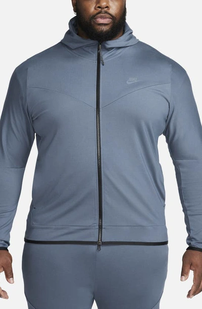 Shop Nike Tech Essentials Hooded Jacket In Diffused Blue/ Diffused Blue