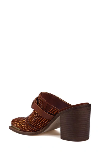 Shop Zigi Alieh Rhinestone Mule In Cognac Suede