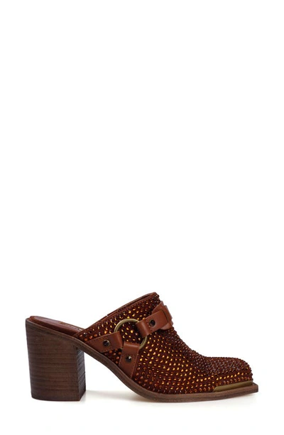 Shop Zigi Alieh Rhinestone Mule In Cognac Suede