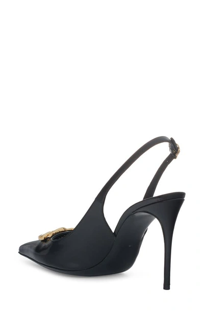 Dolce & Gabbana Lollo 90 Slingback Pumps In Polished Calfskin In Black