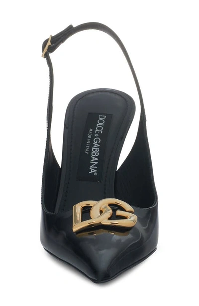 Dolce & Gabbana Lollo 90 Slingback Pumps In Polished Calfskin In Black