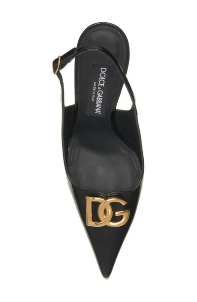 Dolce & Gabbana Lollo 90 Slingback Pumps In Polished Calfskin In Black