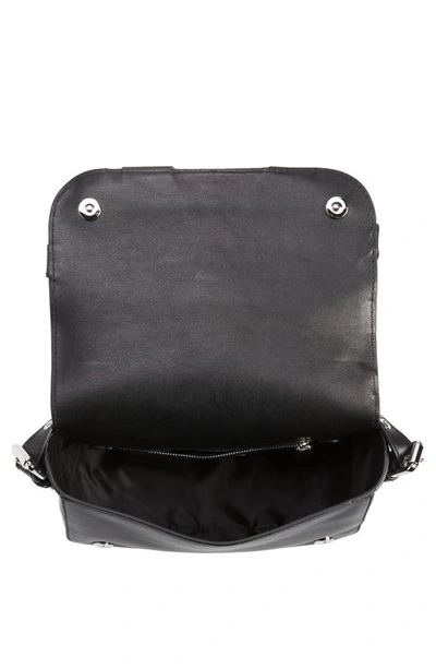 Shop Moschino Tuxedo Belt Leather Shoulder Bag In 1555 Fantasy Print Black