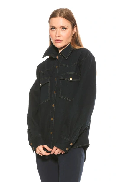 Shop Alexia Admor Della Classic Western Button Down Shirt Jacket In Dark Denim