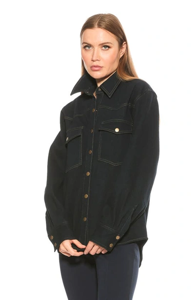 Alexia Admor Della Classic Western Button Down Shirt Jacket In Dark Denim