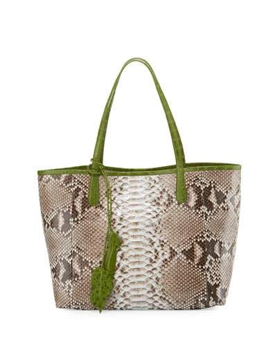 Nancy Gonzalez Erica Python Shopper Tote Bag, Grey In Natural/green