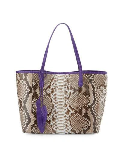 Nancy Gonzalez Erica Python Shopper Tote Bag, Natural/purple
