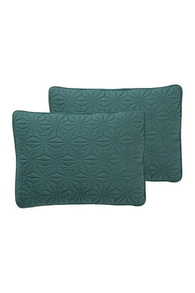 Vcny Home Kaleidoscope Embossed Geometric Quilt 3-piece Set In Green