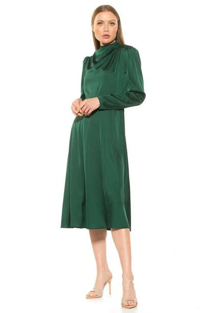 Shop Alexia Admor Denni Mock Neck Long Sleeve Midi Dress In Emerald