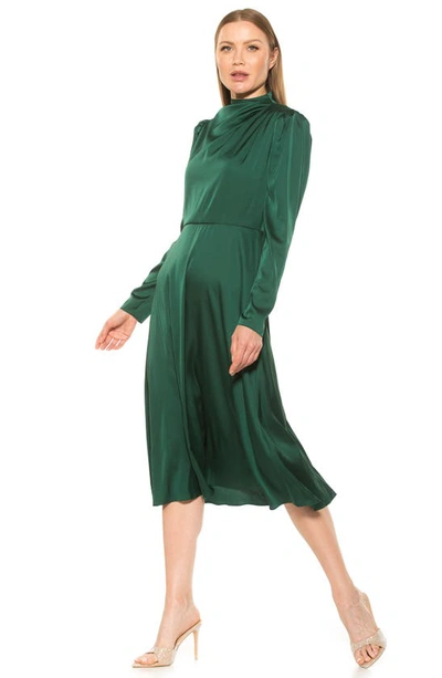 Shop Alexia Admor Denni Mock Neck Long Sleeve Midi Dress In Emerald