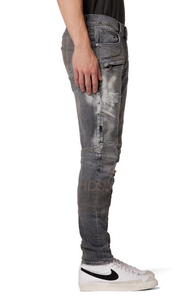 Shop Hudson The Blinder V.2 Skinny Fit Distressed Biker Jeans In Grey Thrasher