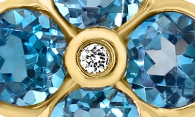 Shop Effy 14k Yellow Gold Semiprecious Stone & Diamond Flower Stud Earrings In Blue