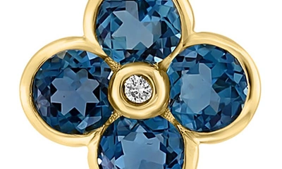 Shop Effy 14k Yellow Gold Semiprecious Stone & Diamond Flower Pendant Necklace In Blue