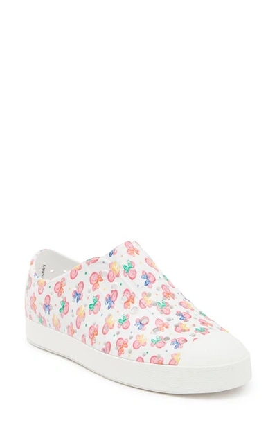 Shop Native Shoes Kids' Disney® Mickey Mouse Jefferson Print Junior Slip-on Sneaker In Shlwht/ Shlwht/ Minniepaintaop