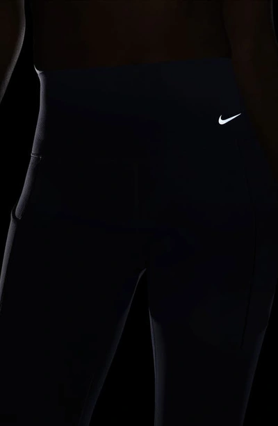 Shop Nike Universa Dri-fit Medium Support High Waist Leggings In Diffused Blue/ Black