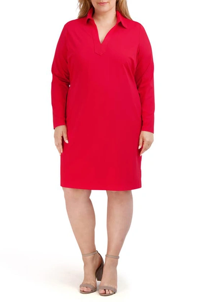 Shop Foxcroft Angel Long Sleeve Jersey Dress In Red