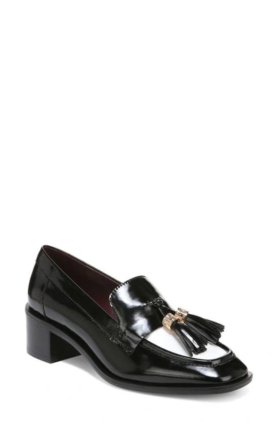Shop Franco Sarto Donna Block Heel Tassel Loafer In Black/ White
