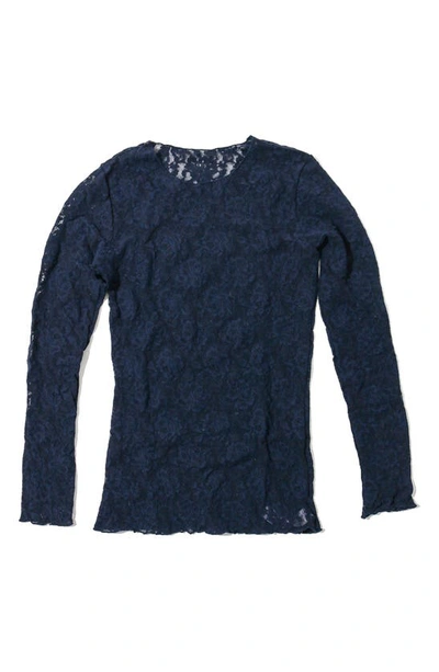 Shop Hanky Panky Signature Lace Long Sleeve Top In Navy