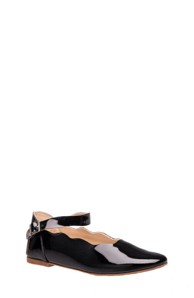 Elephantito Girl's Ondina Patent Leather Ballerina Flats, Toddler/kids In Patent Black