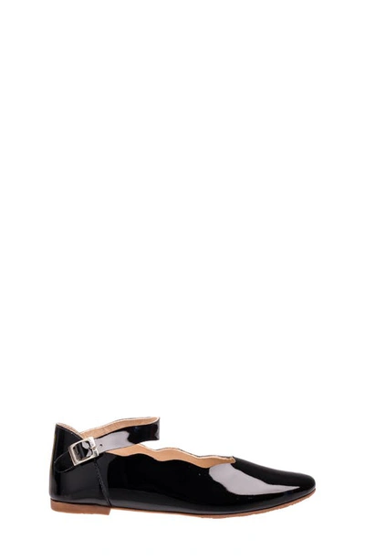 Elephantito Girl's Ondina Patent Leather Ballerina Flats, Toddler/kids In Patent Black