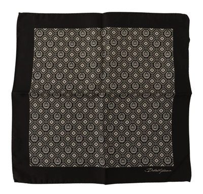 Dolce & Gabbana Black Geometric Patterned Square Handkerchief Scarf In Black