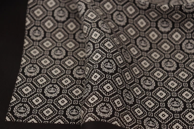 Dolce & Gabbana Black Geometric Patterned Square Handkerchief Scarf In Black