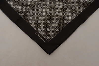 Dolce & Gabbana Black Geometric Patterned Square Handkerchief Scarf In Black