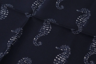 Shop Dolce & Gabbana Elegant Blue Seahorse Silk Men's Men's Scarf
