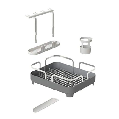 Shop Umbra Holster Dish Rack Molded Plastic Dish Drying Rack With Drainage Spout In Grey