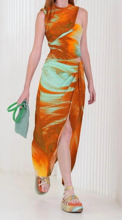 Shop Jonathan Simkhai Gwena Skirt In Masala Marble Print In Multi