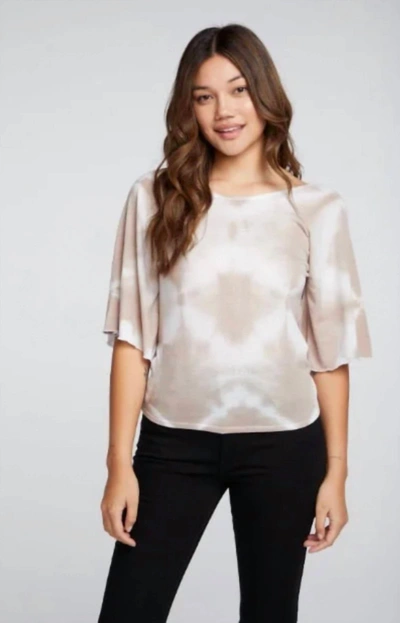 Chaser Bella Jersey Twist Back Raglan Tee In Diamond Wash In Multi