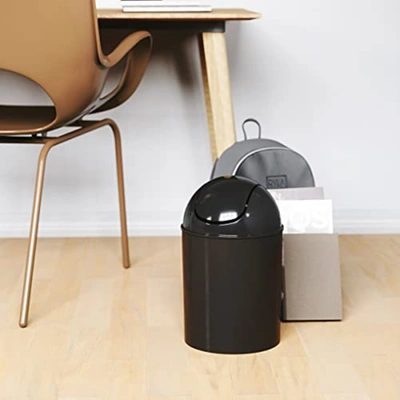 Umbra Mini Waste Can 1-1/2 Gallon With Swing Lid In Black