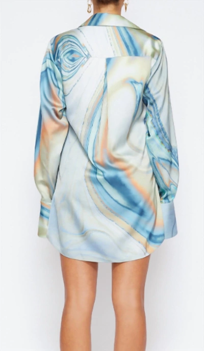Shop Jonathan Simkhai Roma Satin Dress In Laguna Marble Print In Multi