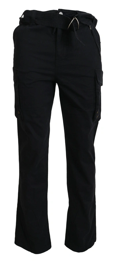 Shop Roberto Cavalli Elegant Black Cargo Pants With Men's Belt