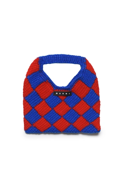 Shop Marni Diamond Crochet Bag In Red