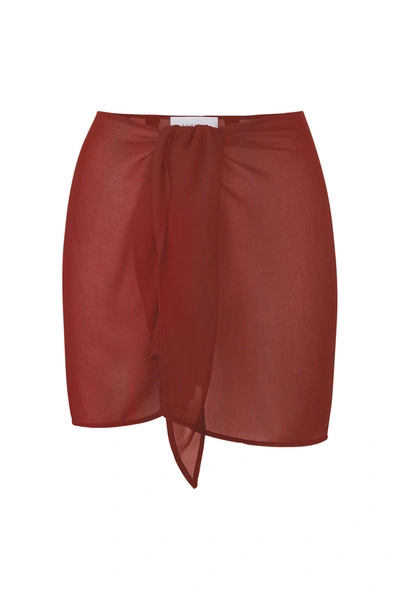 Shop Anemos Wrap Mini Skirt In Sheer Eco-chiffon In Umber