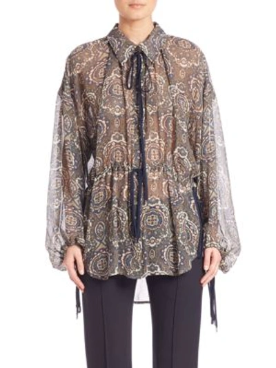 Shop Chloé Silk Tile Print Blouse In Multi